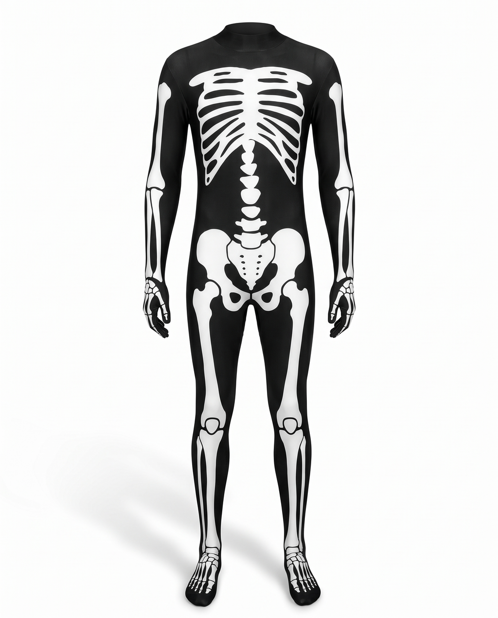 Skeleton morphsuit on white background