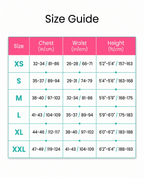 Size guide XS to XXL