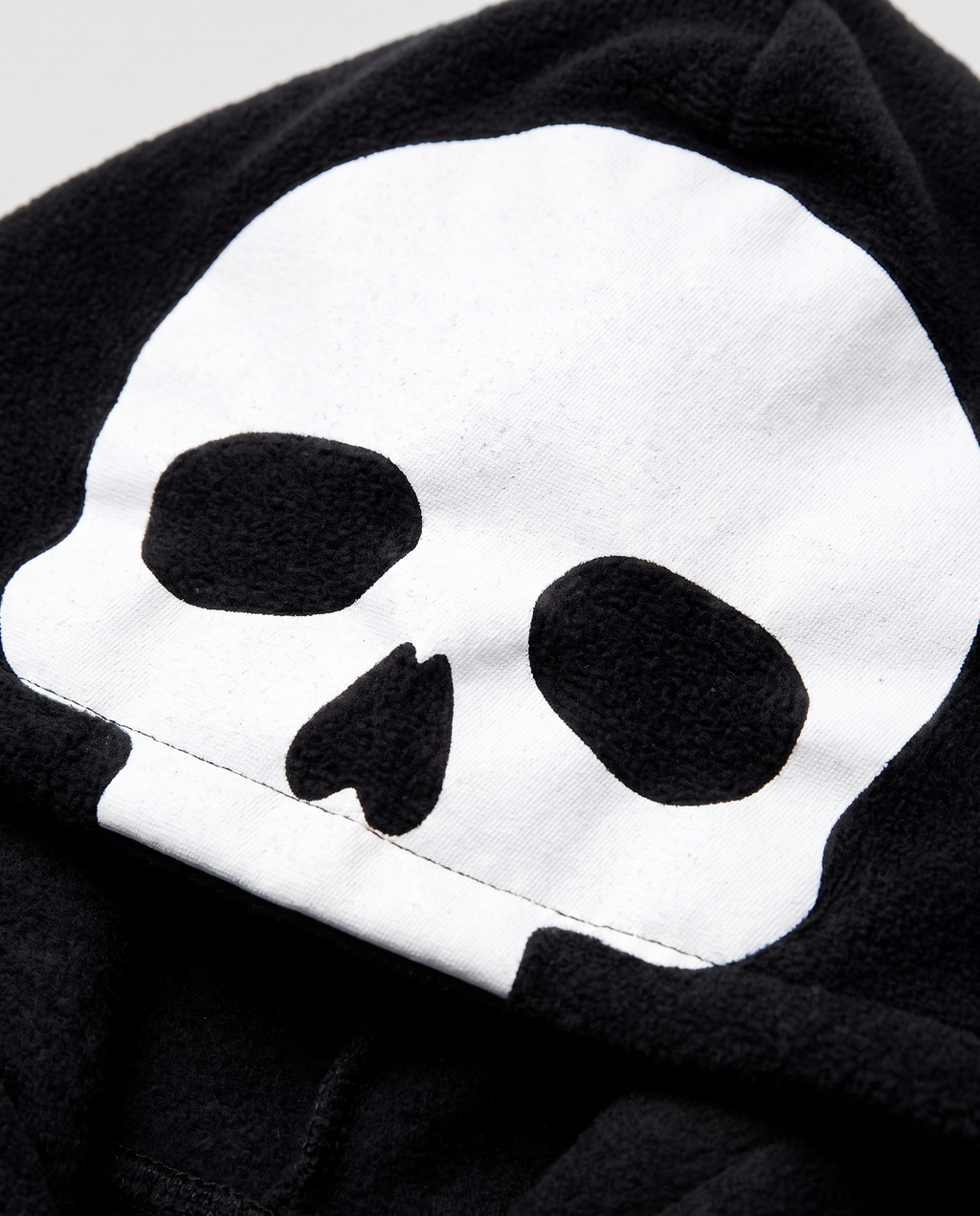 Detail of printed skull hood