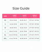 Size guide XS to XXL