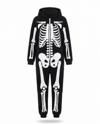 Plush skeleton onesie on white background