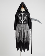 Girls grim reaper dress costume on child mannequin