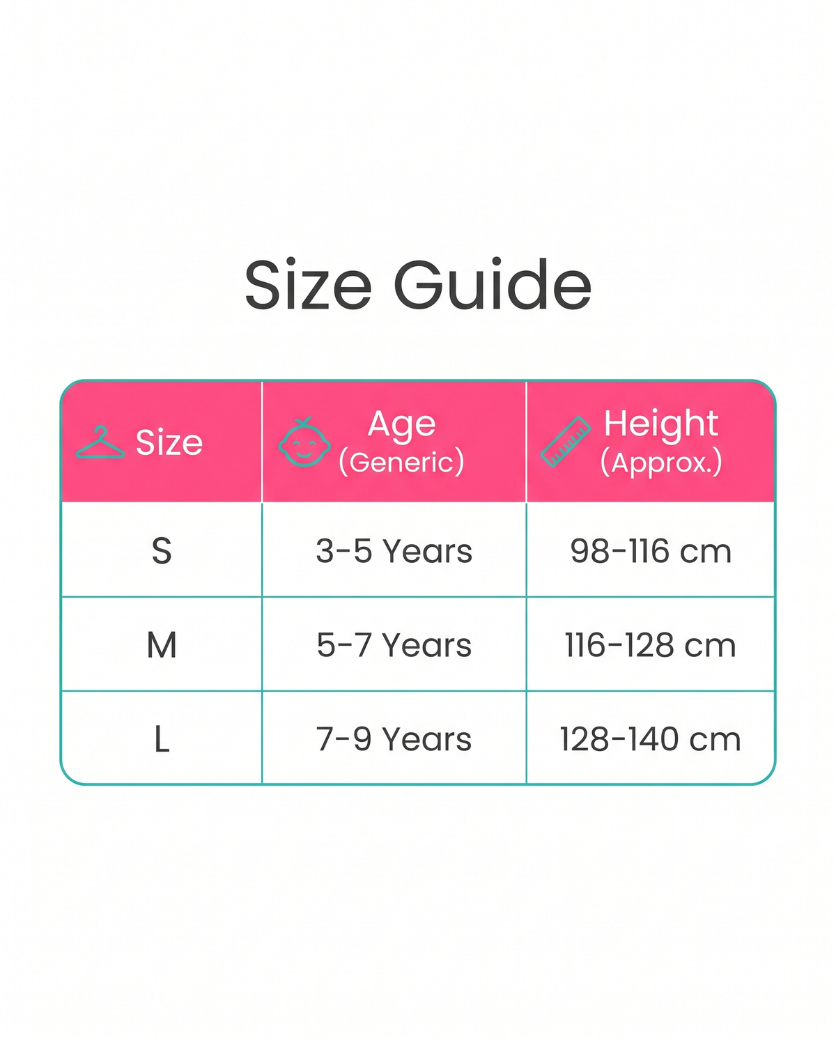 Kids size guide