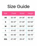Size guide XS to XXL