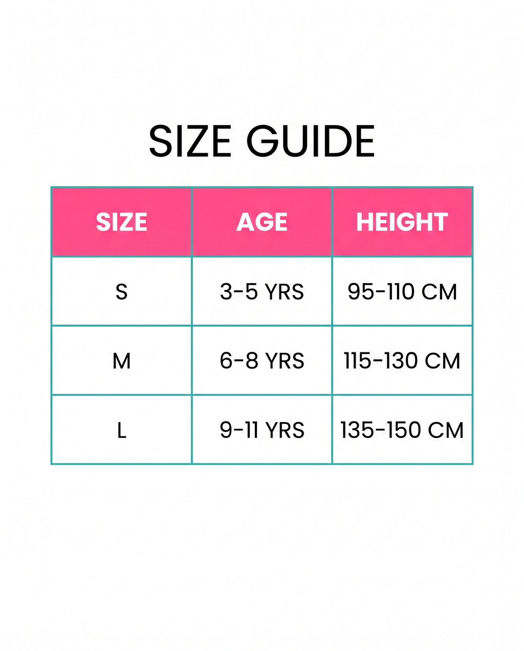 Kids size guide