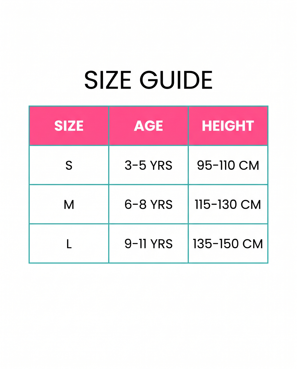 Kids size guide