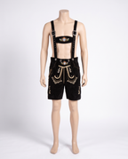 Black deluxe lederhosen on white background