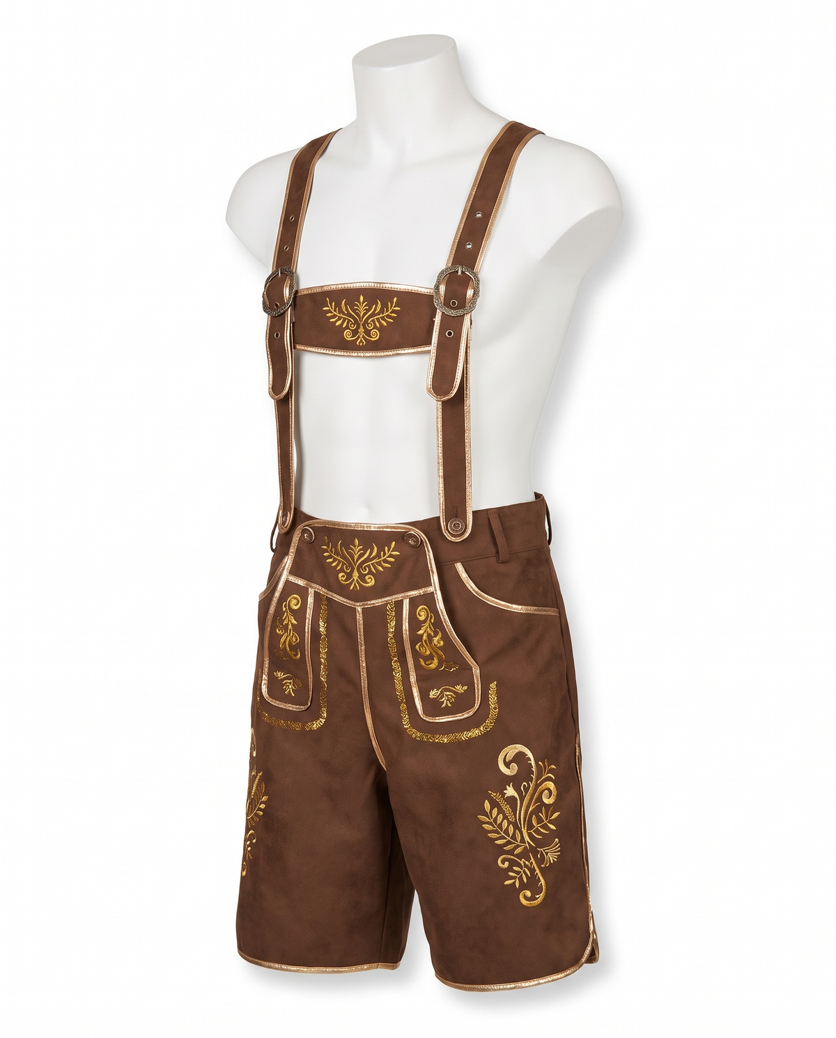 Traditional lederhosen on white background
