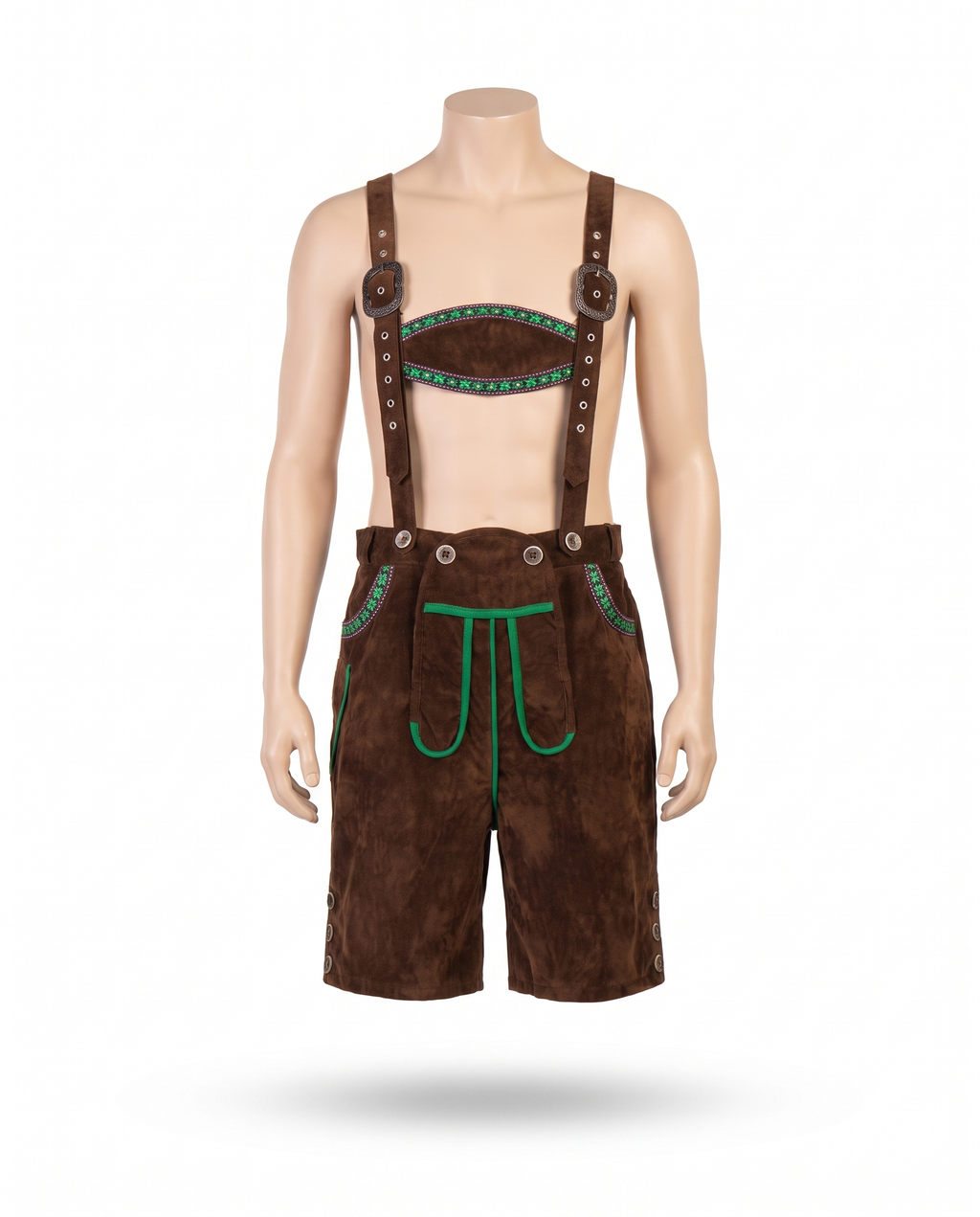Brown deluxe lederhosen on white background