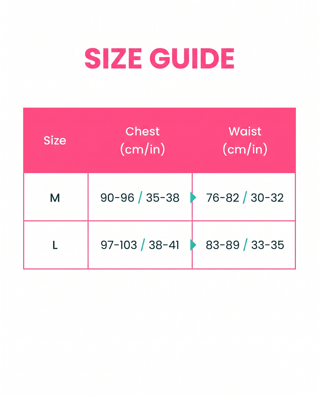 Size guide M to L