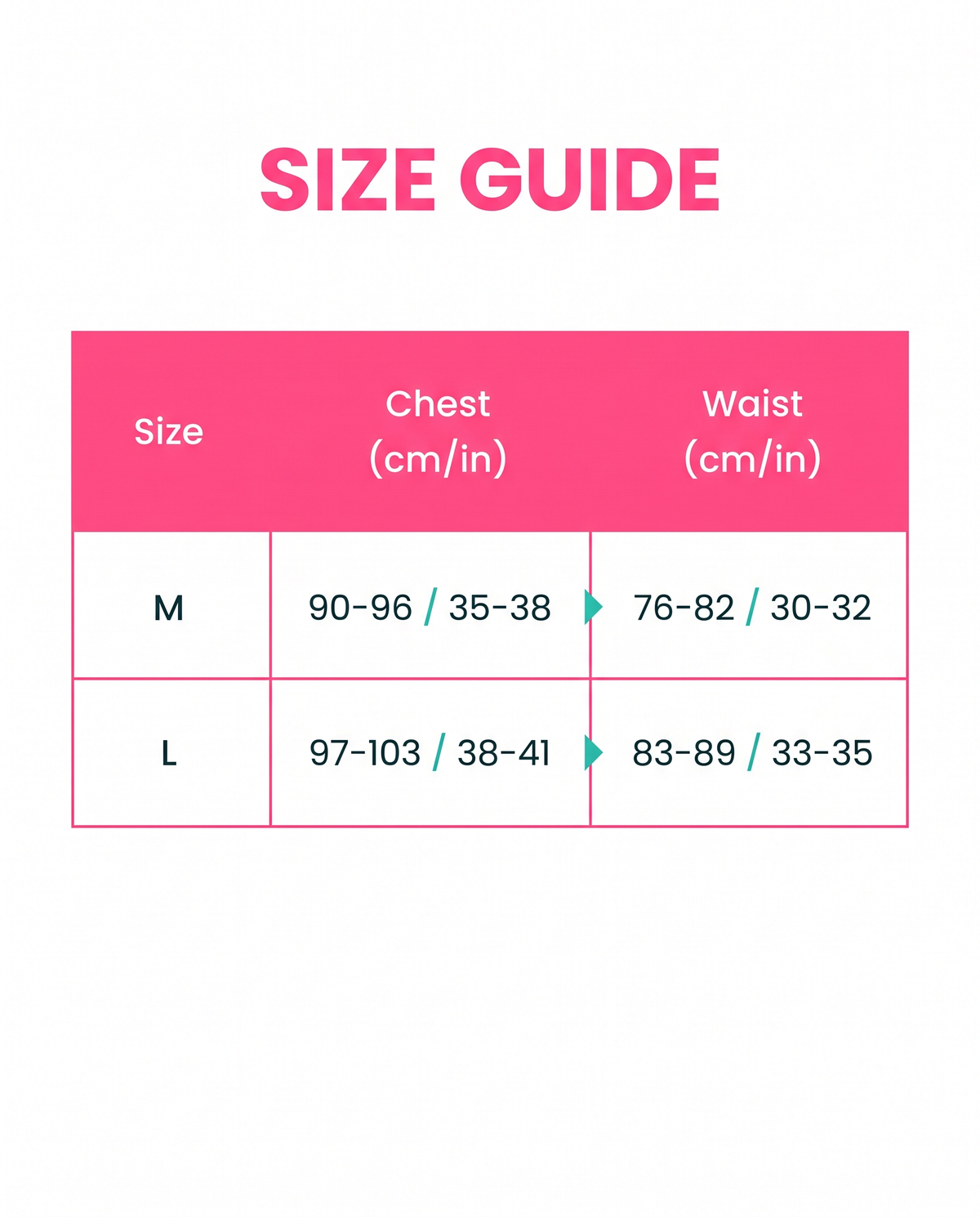 Size guide M to L