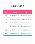 Size guide XS to XXL