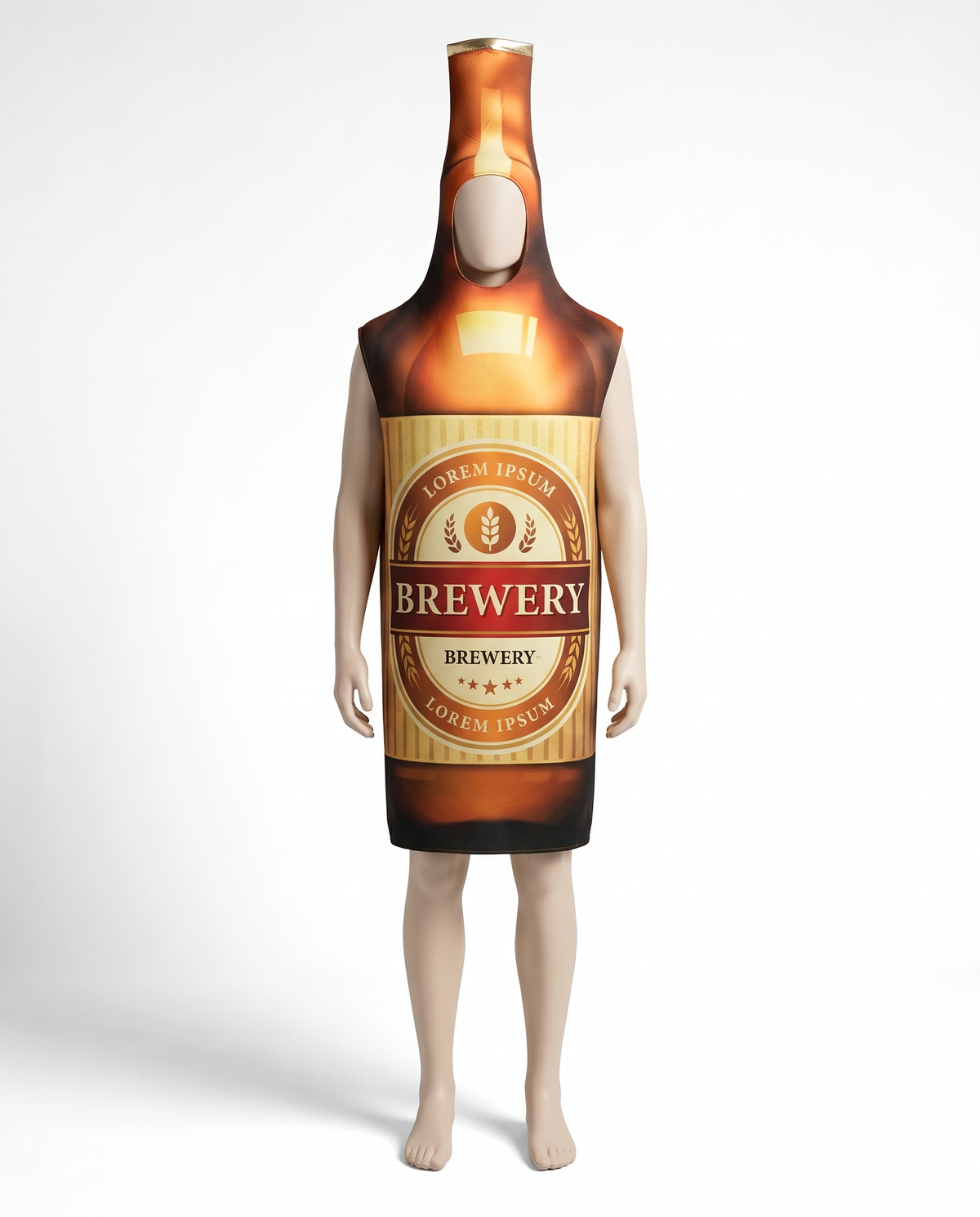 Beer bottle tabard costume on white background