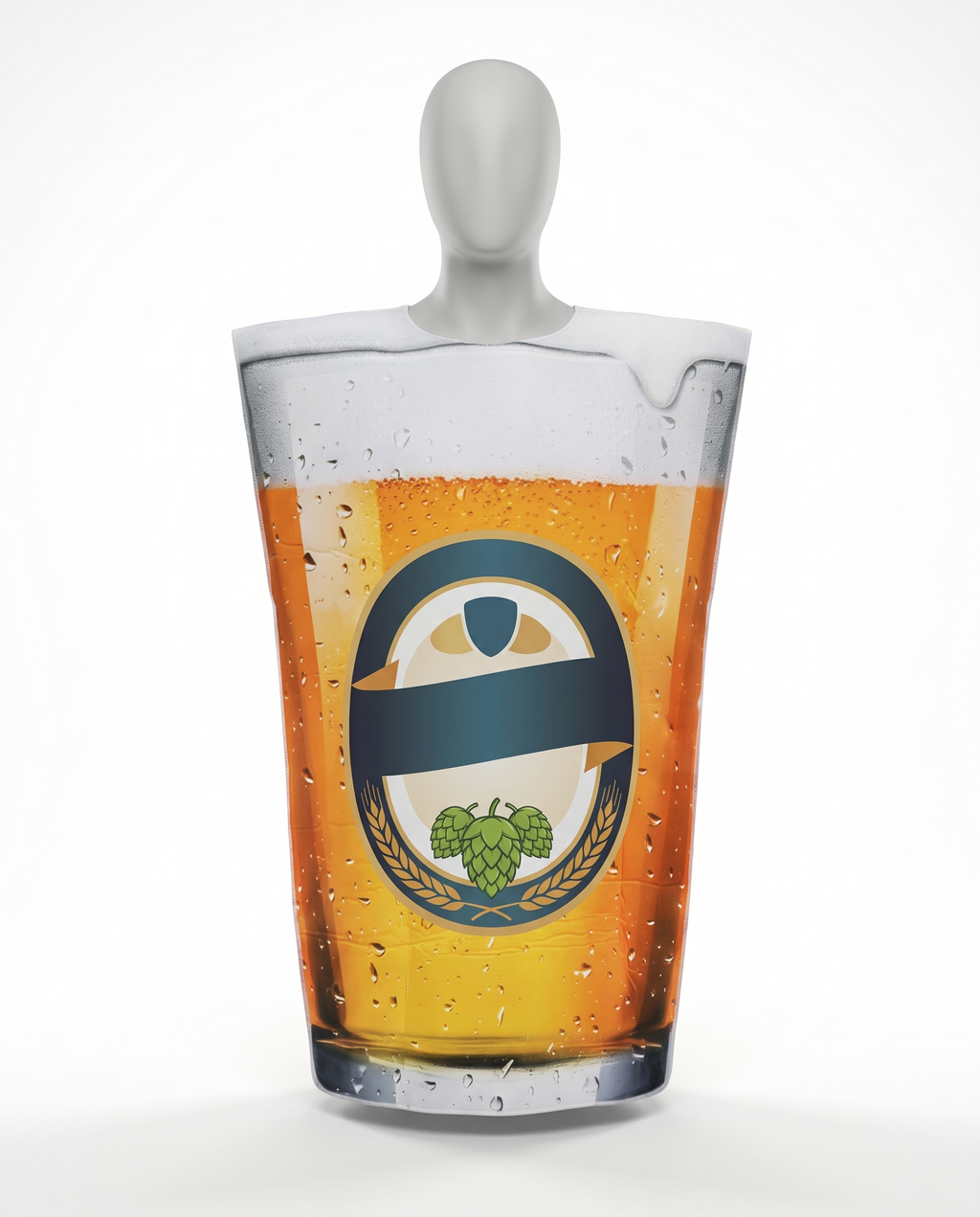 Beer can tunic costume on white background