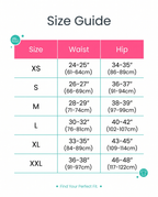 Size guide XS to XXL