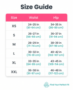 Size guide XS to XXL