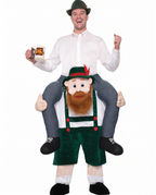 Beer buddy piggyback costume on white background