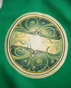 Detail of printed green beer bottle tunic