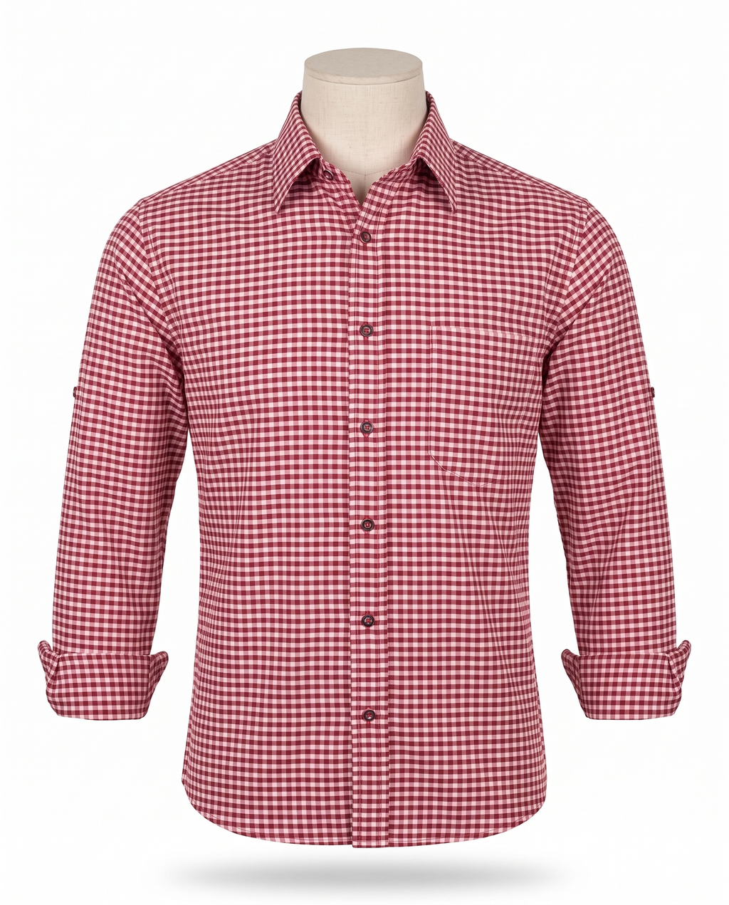 Red check Oktoberfest shirt on white background