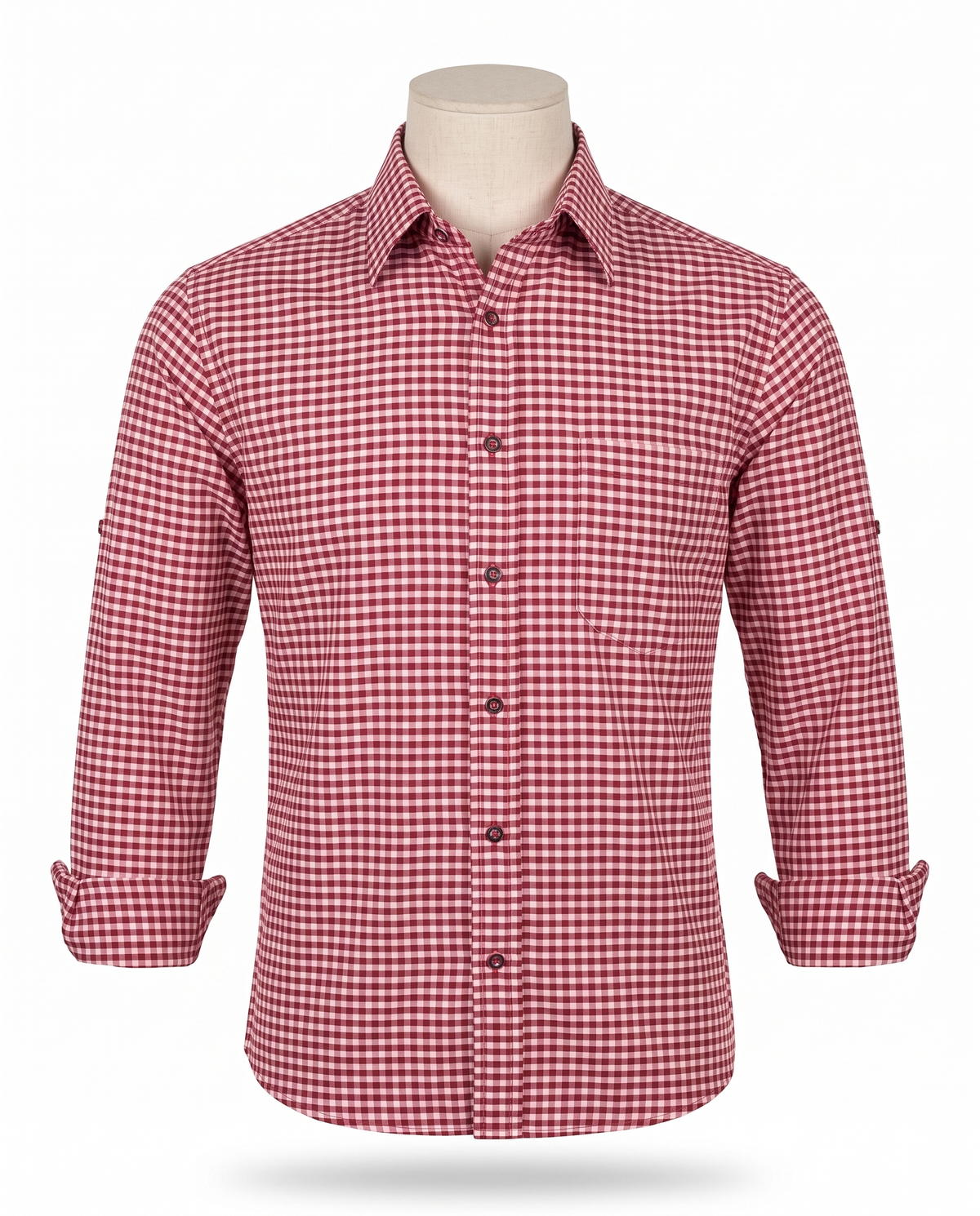 Red check Oktoberfest shirt on white background