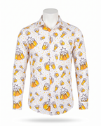 White beer print party shirt on white background