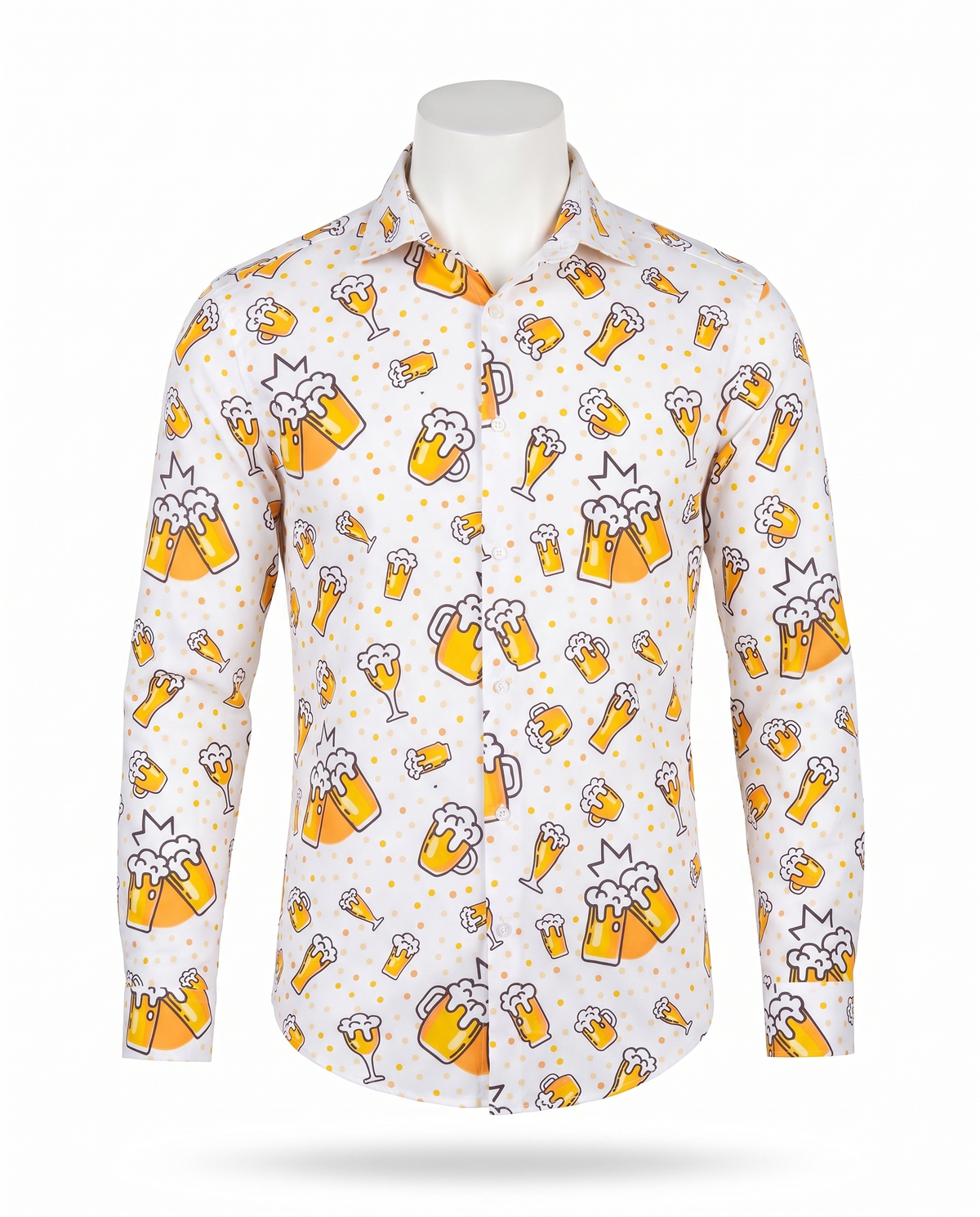 White beer print party shirt on white background
