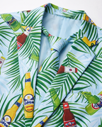 Detail of tropical print jacket and tie