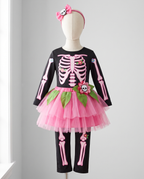 Fancy Bones skeleton girls costume on child mannequin