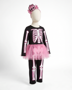 Fancy Bones skeleton girls costume on white background